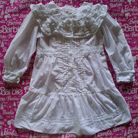 🎀Burberry Girls White Eyelet Ruffles Dress Size 6 Mint Condition & FREE GIFT - Picture 3 of 11